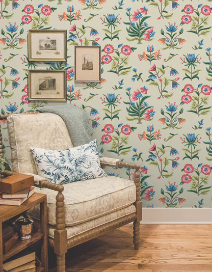 York Wallcoverings Erin and Ben Co. Heirloom Floral Taupe and Multi Peel and Stick Wallpaper  Florals and Flowers Browns  Wallpaper - PSW1447RL