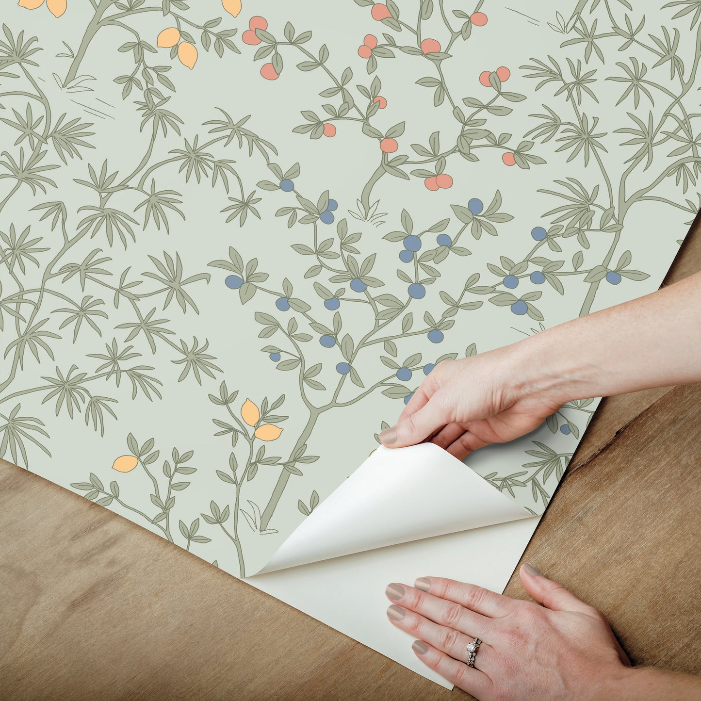 York Wallcoverings Peel and Stick Rifle Paper 2 Lemon Grove Vintage Duck Egg Peel and Stick Wallpaper  Botanical Blues  Wallpaper - PSW1453RL