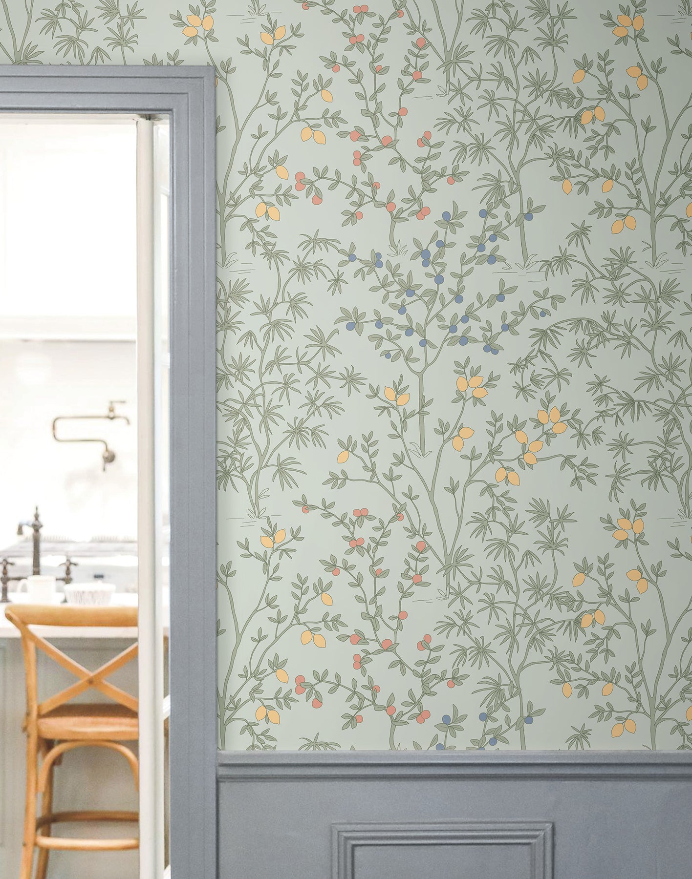 York Wallcoverings Peel and Stick Rifle Paper 2 Lemon Grove Vintage Duck Egg Peel and Stick Wallpaper  Botanical Blues  Wallpaper - PSW1453RL