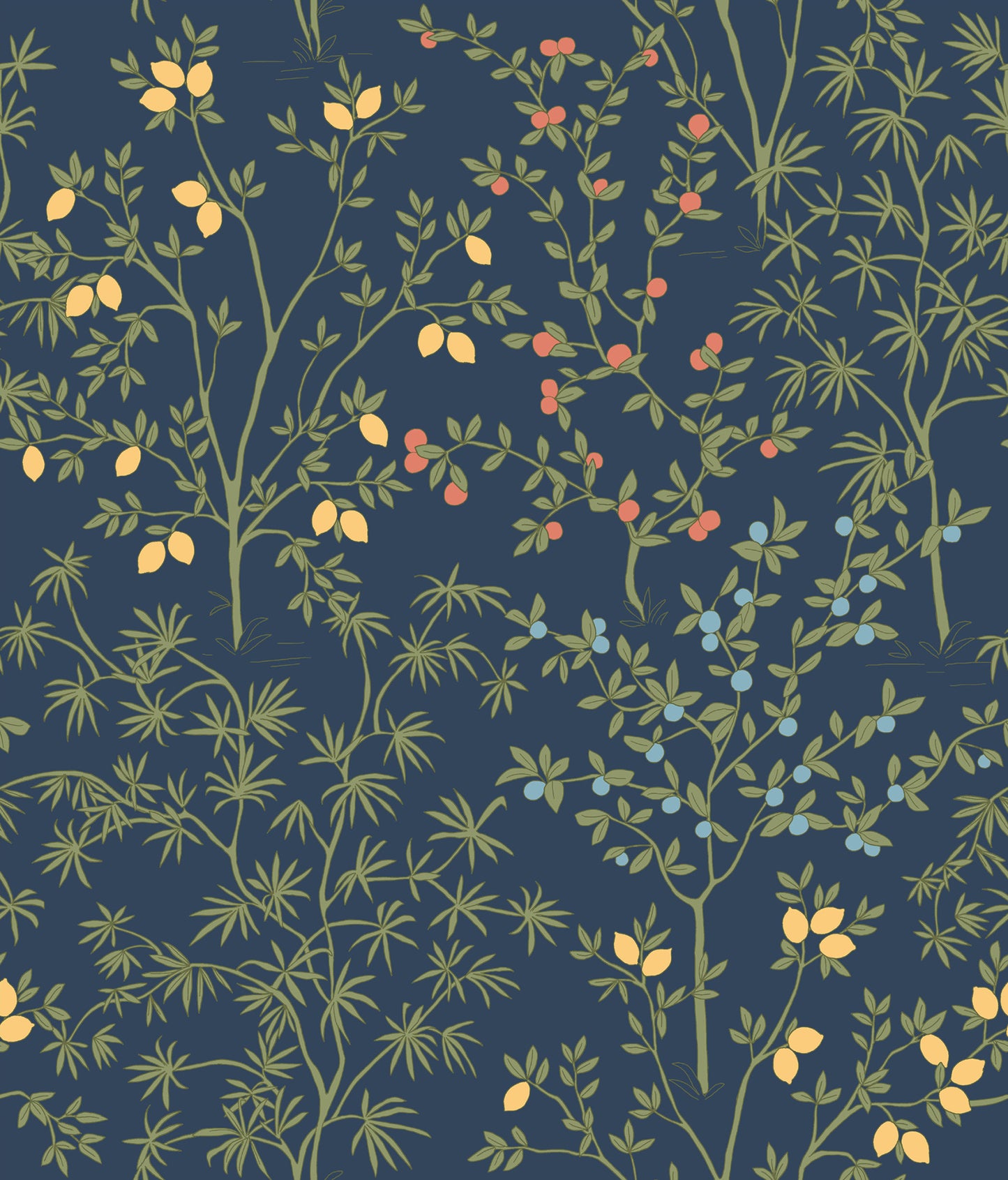 York Wallcoverings Peel and Stick Rifle Paper 2 Lemon Grove Navy Peel and Stick Wallpaper  Botanical Blues  Wallpaper - PSW1454RL