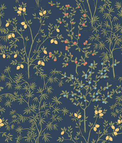 York Wallcoverings Peel and Stick Rifle Paper 2 Lemon Grove Navy Peel and Stick Wallpaper  Botanical Blues  Wallpaper - PSW1454RL