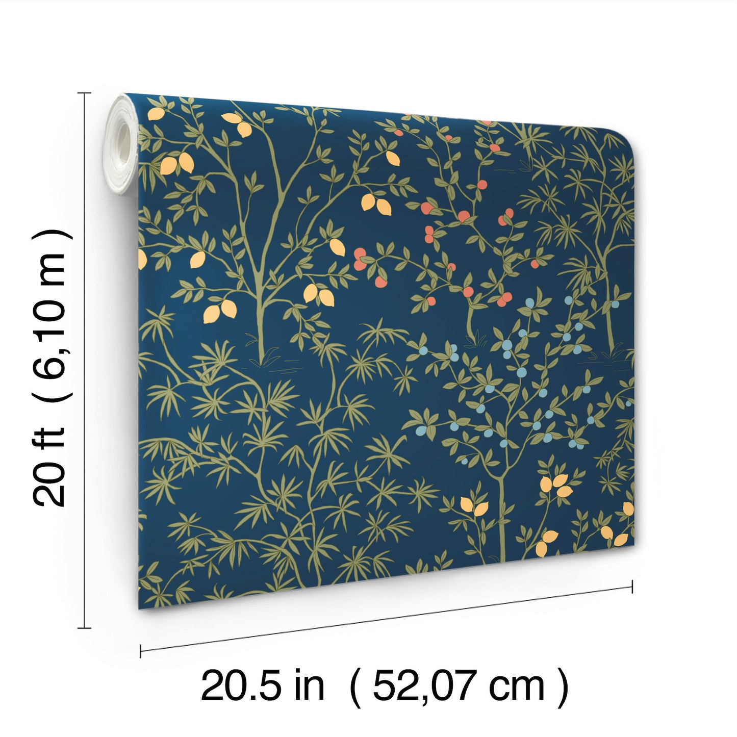 York Wallcoverings Peel and Stick Rifle Paper 2 Lemon Grove Navy Peel and Stick Wallpaper  Botanical Blues  Wallpaper - PSW1454RL