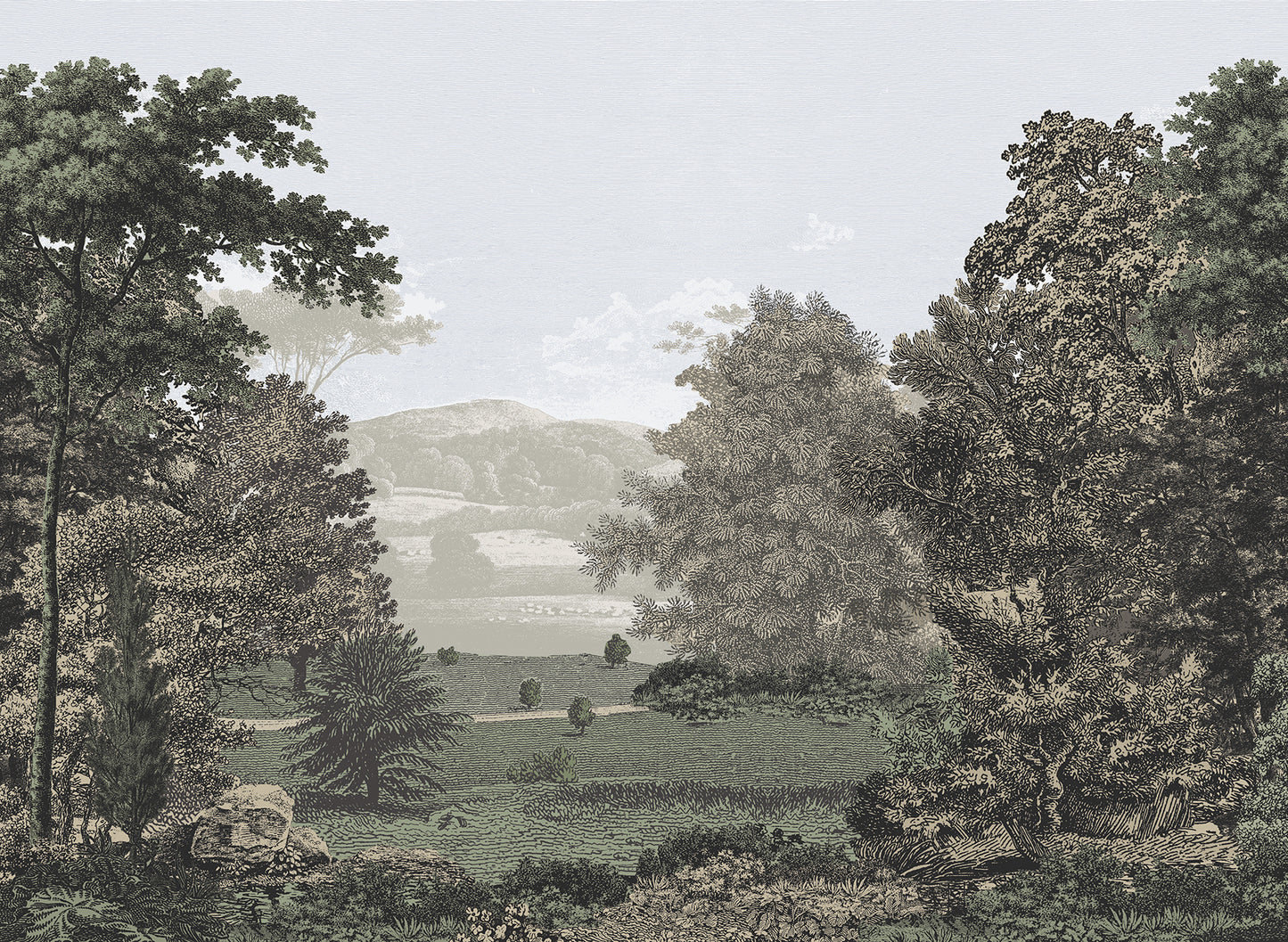 York Wallcoverings Daydream Scenic Pastures Morning Light Peel and Stick Mural  Botanical Blacks  Wallpaper - PSW1456M