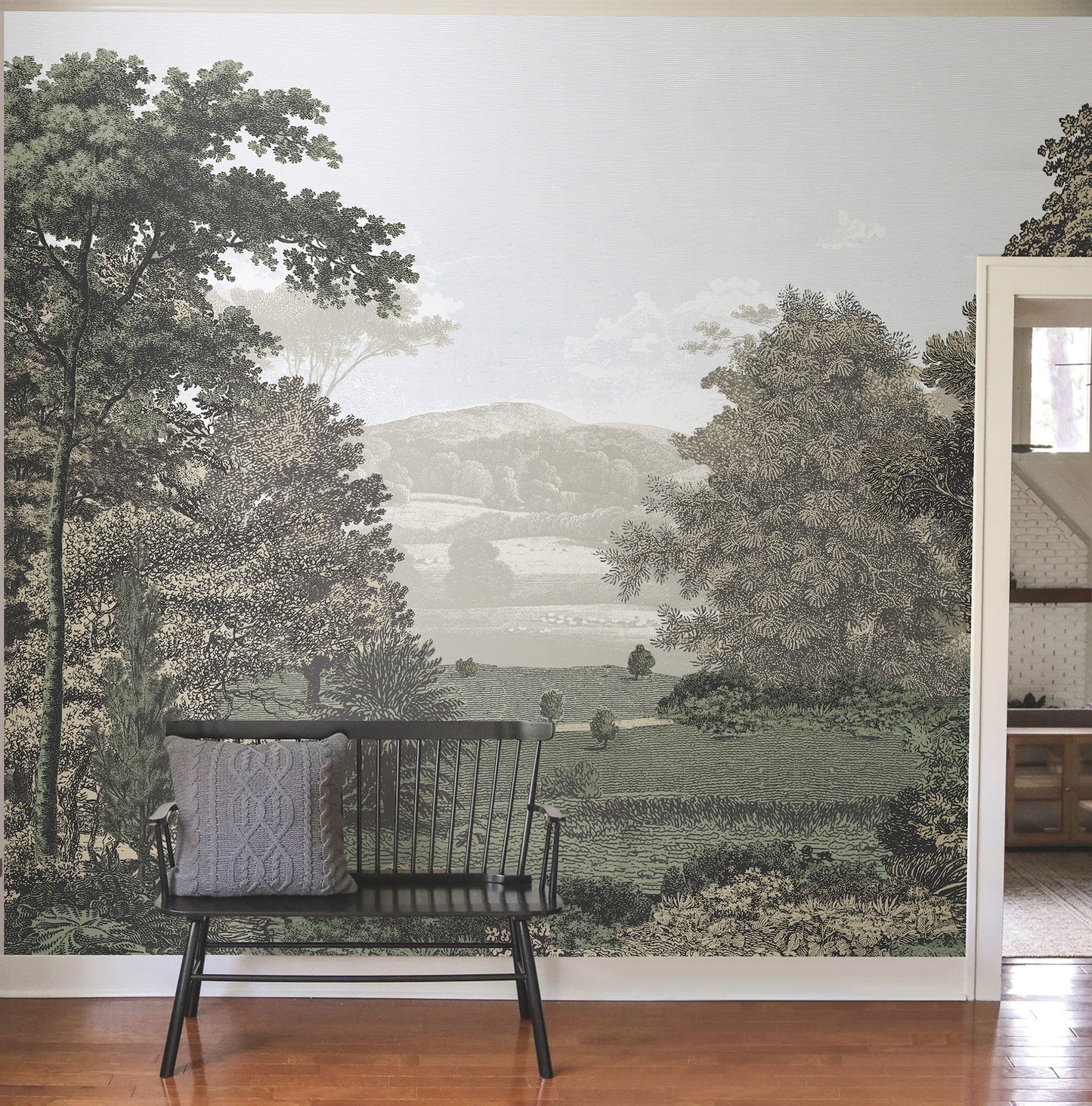 York Wallcoverings Daydream Scenic Pastures Morning Light Peel and Stick Mural  Botanical Blacks  Wallpaper - PSW1456M