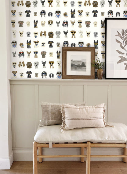 York Wallcoverings Peel and Stick Rifle Paper 2 Dog Days Multi White Peel and Stick Wallpaper  Novelty Whites and Off-Whites  Wallpaper - PSW1461RL