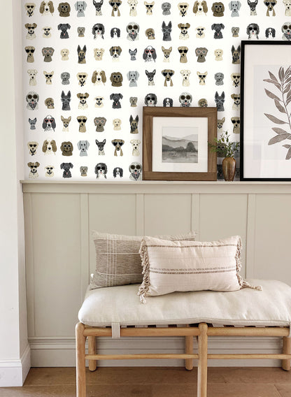 York Wallcoverings Peel and Stick Rifle Paper 2 Dog Days Grey Peel and Stick Wallpaper  Novelty Whites and Off-Whites  Wallpaper - PSW1462RL