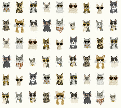 York Wallcoverings Peel and Stick Rifle Paper 2 Cool Cats Grey and Gold Peel and Stick Wallpaper  Novelty Whites and Off-Whites  Wallpaper - PSW1464RL