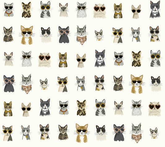 York Wallcoverings Peel and Stick Rifle Paper 2 Cool Cats Grey and Gold Peel and Stick Wallpaper  Novelty Whites and Off-Whites  Wallpaper - PSW1464RL