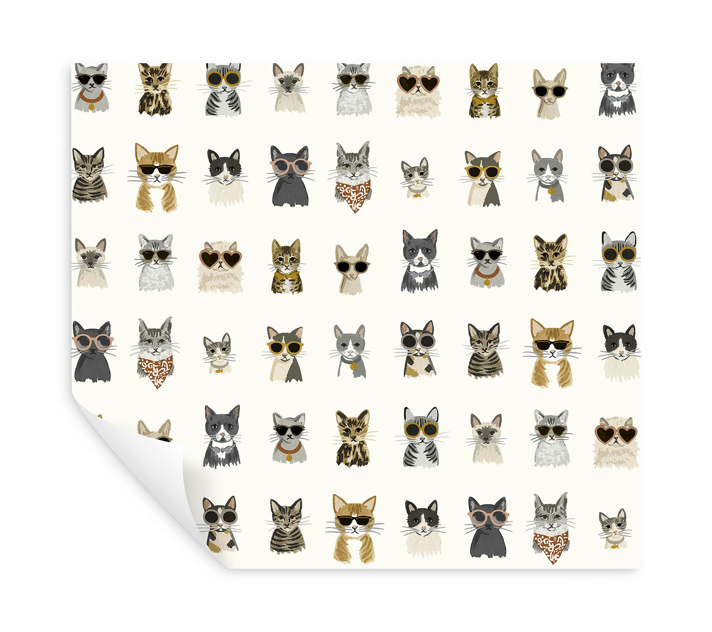 York Wallcoverings Peel and Stick Rifle Paper 2 Cool Cats Grey and Gold Peel and Stick Wallpaper  Novelty Whites and Off-Whites  Wallpaper - PSW1464RL