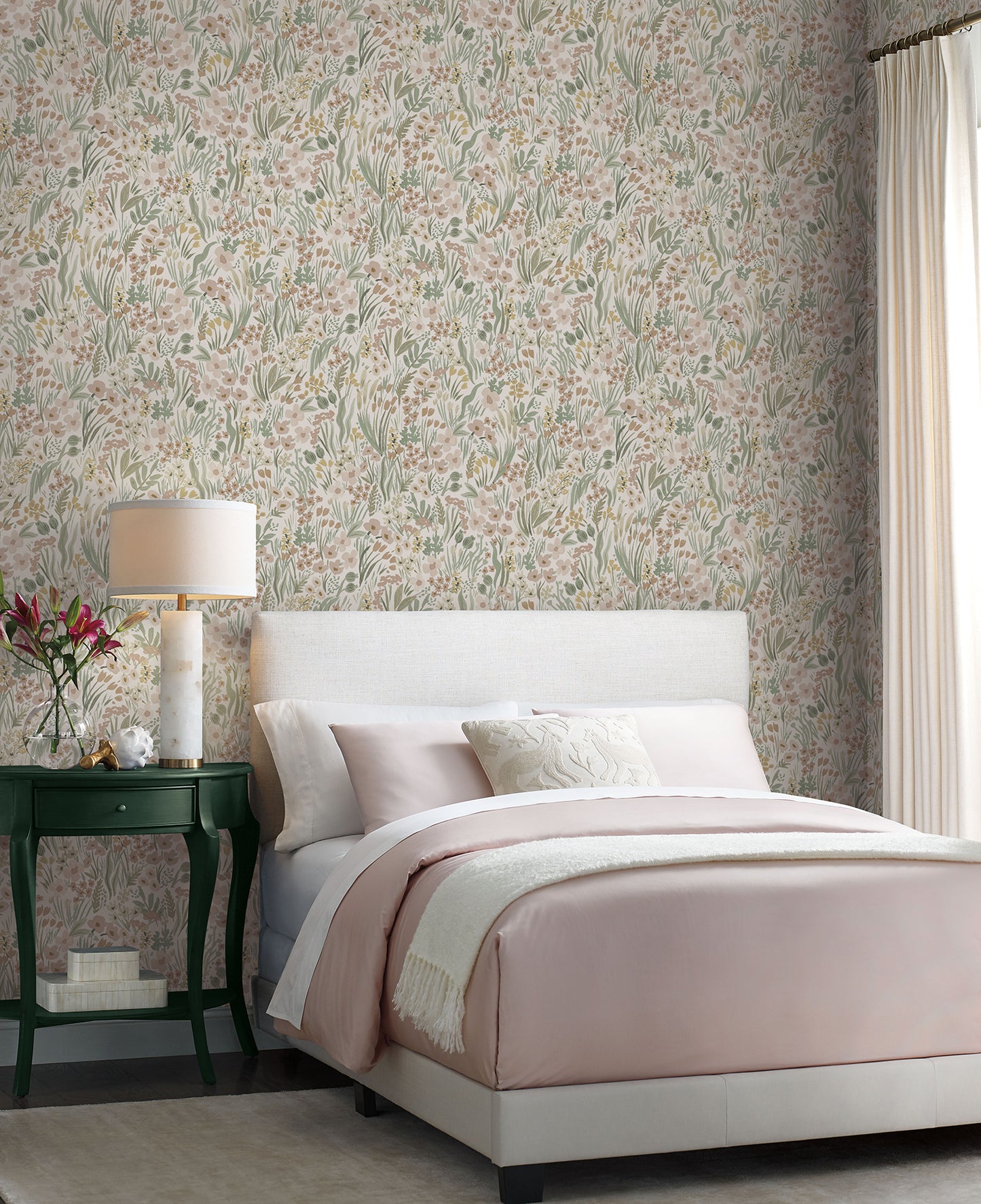 York Wallcoverings Peel and Stick Rifle Paper 2 Lea Blush Peel and Stick Wallpaper  Botanical Beiges  Wallpaper - PSW1466RL
