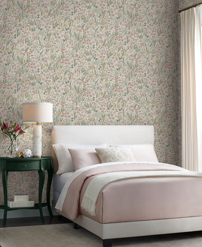 York Wallcoverings Peel and Stick Rifle Paper 2 Lea Blush Peel and Stick Wallpaper  Botanical Beiges  Wallpaper - PSW1466RL