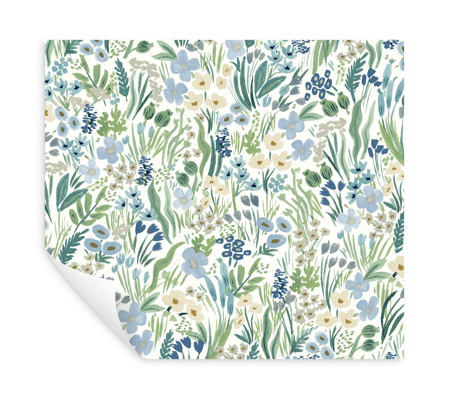 York Wallcoverings Peel and Stick Rifle Paper 2 Lea Indigo Peel and Stick Wallpaper  Botanical Whites and Off-Whites  Wallpaper - PSW1468RL