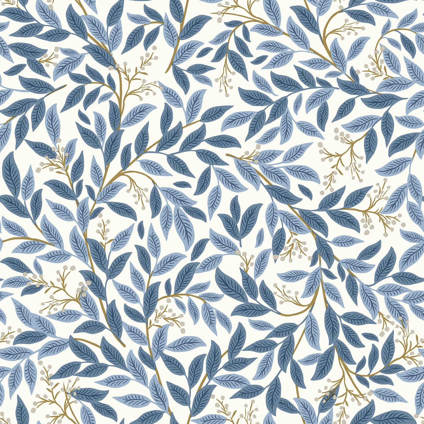 York Wallcoverings Peel and Stick Rifle Paper 2 Willowberry Blue and White Peel and Stick Wallpaper  Botanical Whites and Off-Whites  Wallpaper - PSW1469RL