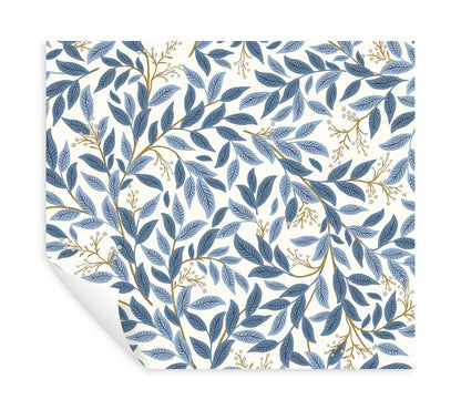 York Wallcoverings Peel and Stick Rifle Paper 2 Willowberry Blue and White Peel and Stick Wallpaper  Botanical Whites and Off-Whites  Wallpaper - PSW1469RL