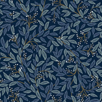 York Wallcoverings Peel and Stick Rifle Paper 2 Willowberry Navy Peel and Stick Wallpaper  Botanical Blues  Wallpaper - PSW1470RL