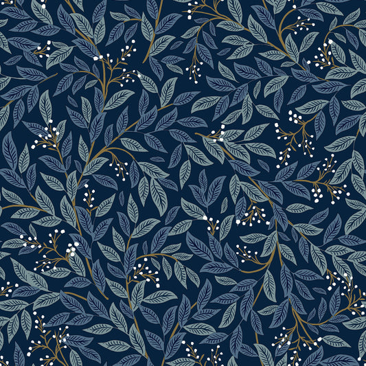 York Wallcoverings Peel and Stick Rifle Paper 2 Willowberry Navy Peel and Stick Wallpaper  Botanical Blues  Wallpaper - PSW1470RL