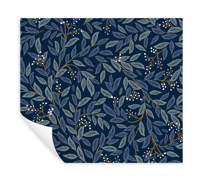 York Wallcoverings Peel and Stick Rifle Paper 2 Willowberry Navy Peel and Stick Wallpaper  Botanical Blues  Wallpaper - PSW1470RL