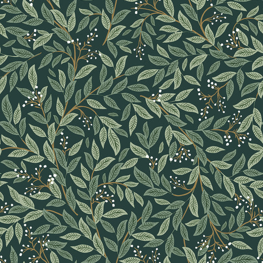 York Wallcoverings Peel and Stick Rifle Paper 2 Willowberry Emerald Peel and Stick Wallpaper  Botanical Greens  Wallpaper - PSW1471RL