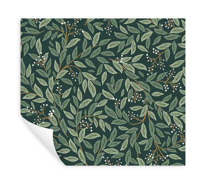 York Wallcoverings Peel and Stick Rifle Paper 2 Willowberry Emerald Peel and Stick Wallpaper  Botanical Greens  Wallpaper - PSW1471RL