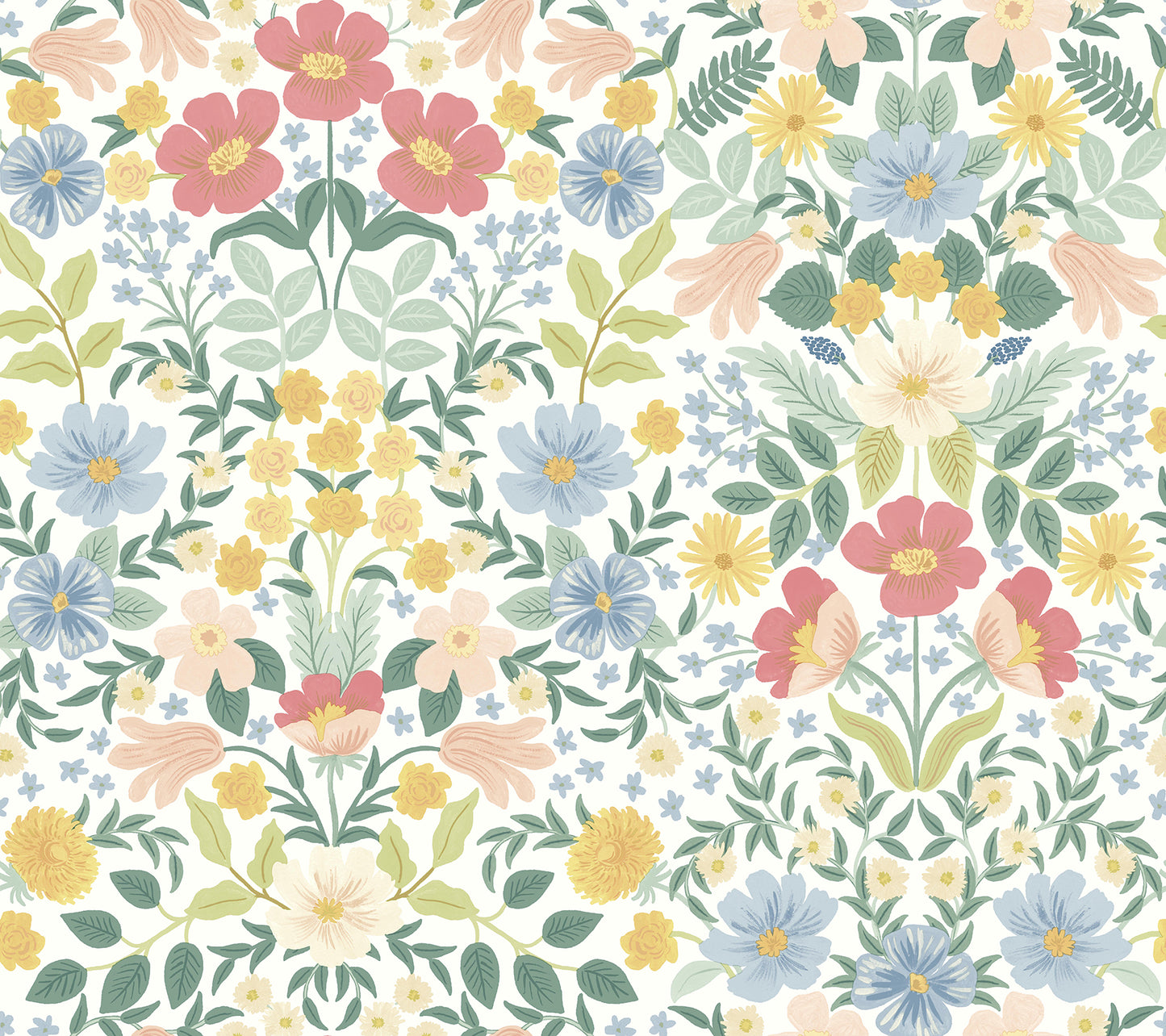 York Wallcoverings Peel and Stick Rifle Paper 2 Bramble Garden Pastel Multi Peel and Stick Wallpaper  Florals and Flowers Whites and Off-Whites  Wallpaper - PSW1474RL