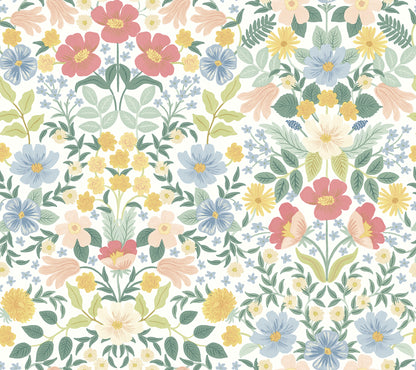 York Wallcoverings Peel and Stick Rifle Paper 2 Bramble Garden Pastel Multi Peel and Stick Wallpaper  Florals and Flowers Whites and Off-Whites  Wallpaper - PSW1474RL