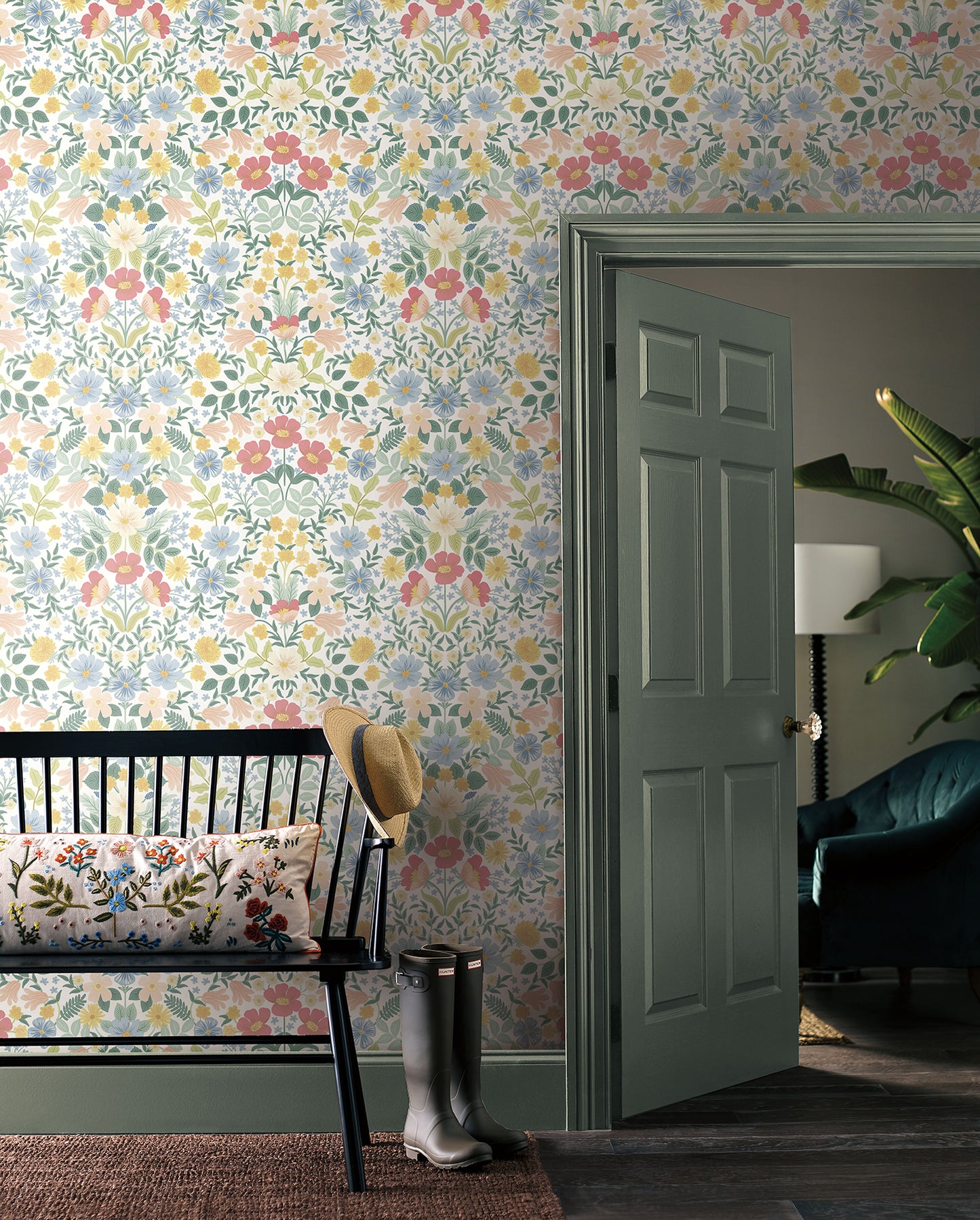 York Wallcoverings Peel and Stick Rifle Paper 2 Bramble Garden Pastel Multi Peel and Stick Wallpaper  Florals and Flowers Whites and Off-Whites  Wallpaper - PSW1474RL