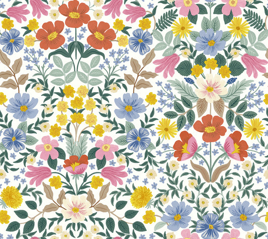 York Wallcoverings Peel and Stick Rifle Paper 2 Bramble Garden White Peel and Stick Wallpaper  Florals and Flowers Whites and Off-Whites  Wallpaper - PSW1475RL