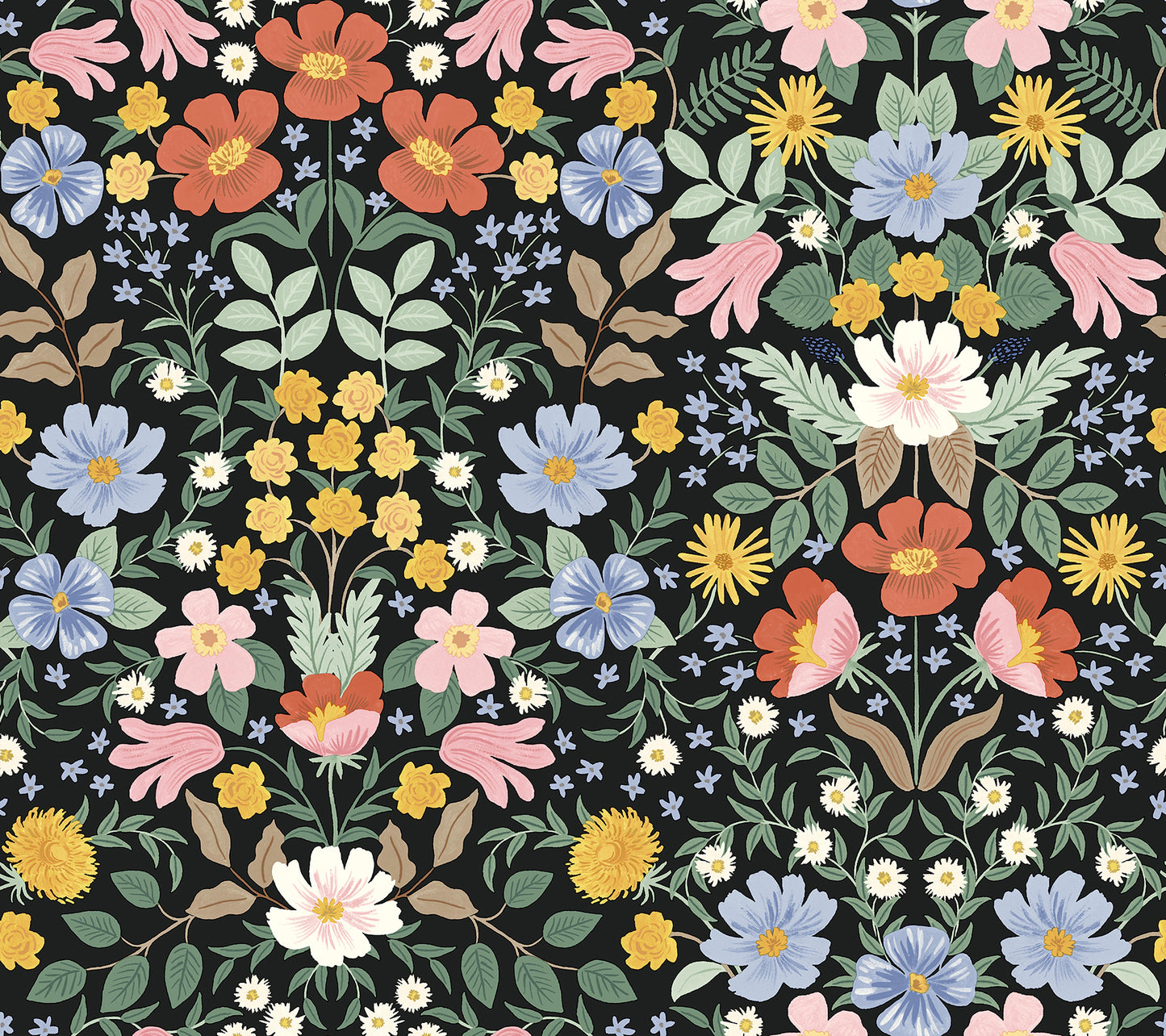 York Wallcoverings Peel and Stick Rifle Paper 2 Bramble Garden Black Peel and Stick Wallpaper  Florals and Flowers Blacks  Wallpaper - PSW1478RL