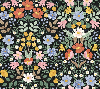 York Wallcoverings Peel and Stick Rifle Paper 2 Bramble Garden Black Peel and Stick Wallpaper  Florals and Flowers Blacks  Wallpaper - PSW1478RL