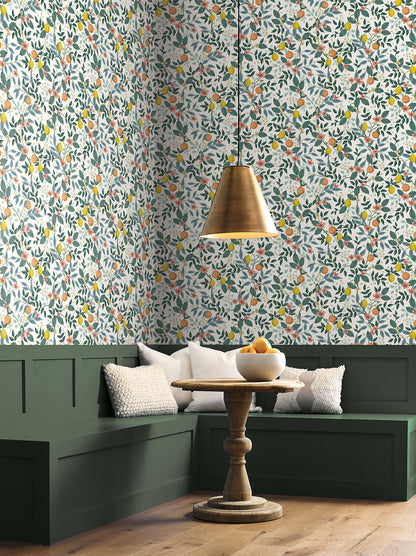 York Wallcoverings Peel and Stick Rifle Paper 2 Citrus Grove White Peel and Stick Wallpaper  Botanical Whites and Off-Whites  Wallpaper - PSW1479RL