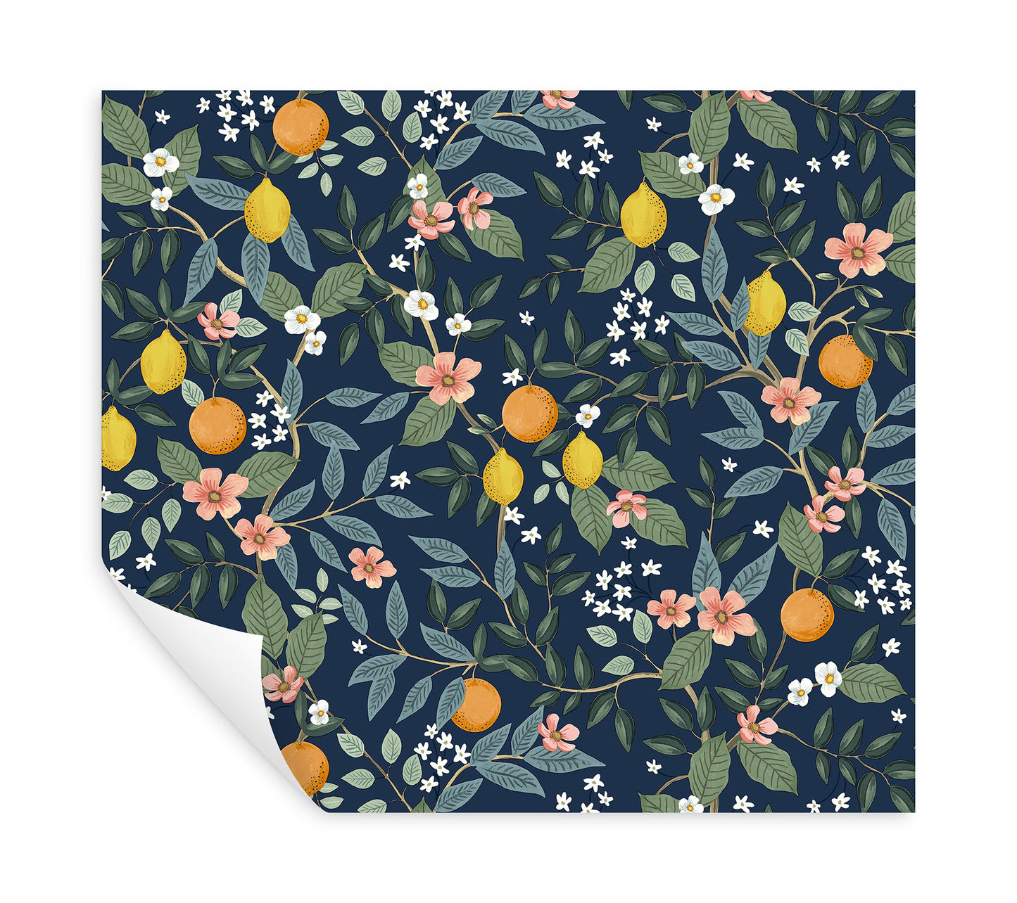 York Wallcoverings Peel and Stick Rifle Paper 2 Citrus Grove Navy Peel and Stick Wallpaper  Botanical Blues  Wallpaper - PSW1481RL