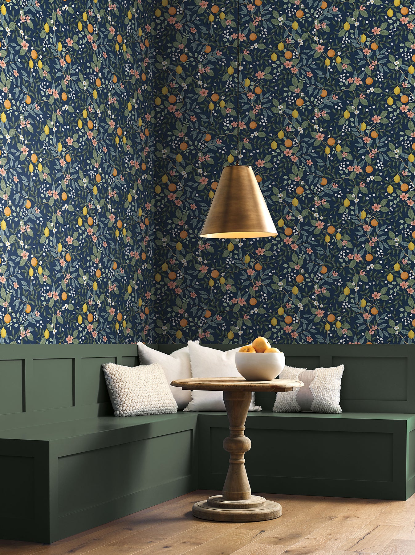 York Wallcoverings Peel and Stick Rifle Paper 2 Citrus Grove Navy Peel and Stick Wallpaper  Botanical Blues  Wallpaper - PSW1481RL