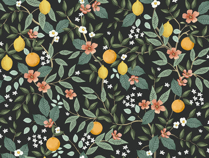 York Wallcoverings Peel and Stick Rifle Paper 2 Citrus Grove Black Peel and Stick Wallpaper  Botanical Blacks  Wallpaper - PSW1482RL