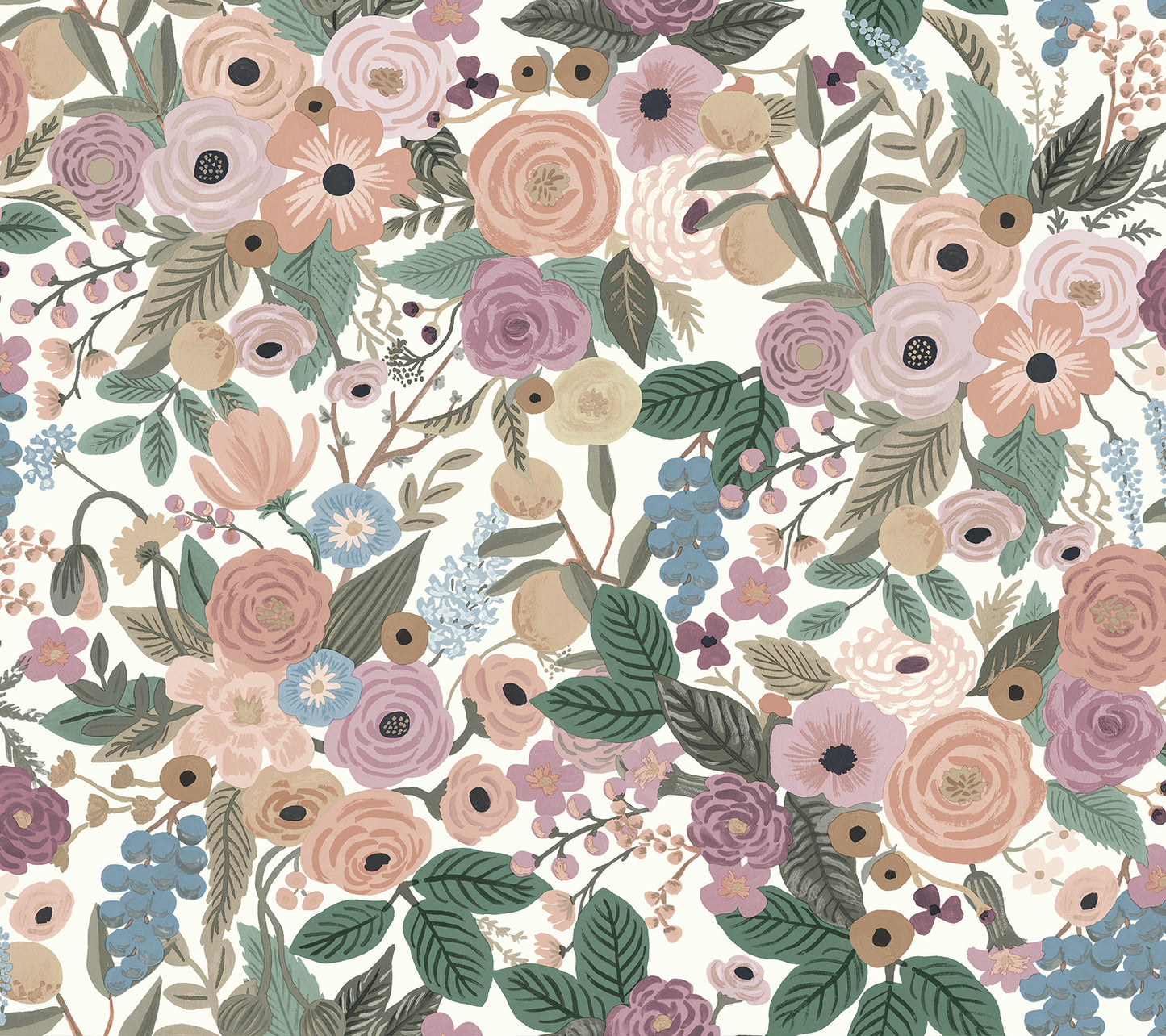 York Wallcoverings Peel and Stick Rifle Paper 2 Garden Party Blush Multi Peel and Stick Wallpaper  Florals and Flowers Whites and Off-Whites  Wallpaper - PSW1483RL