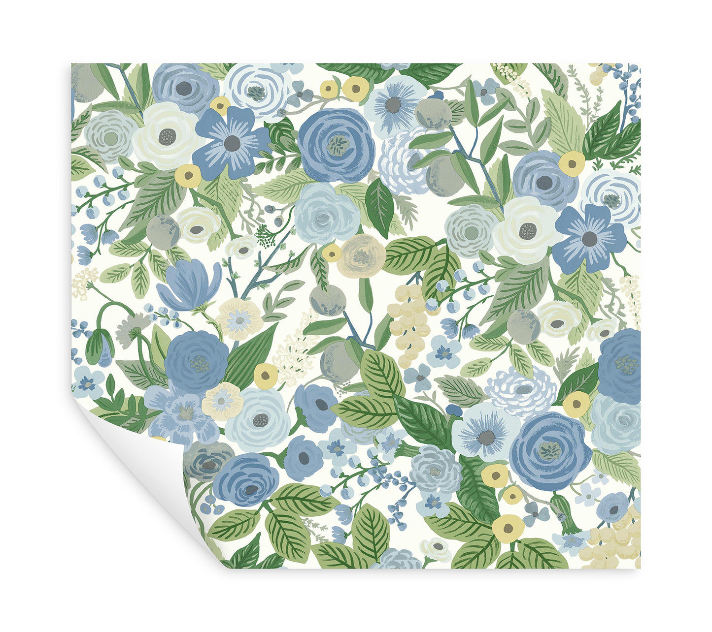 York Wallcoverings Watercolor Botanicals Garden Party Blue and Green Multi Peel and Stick Wallpaper  Florals and Flowers Whites and Off-Whites  Wallpaper - PSW1484RL