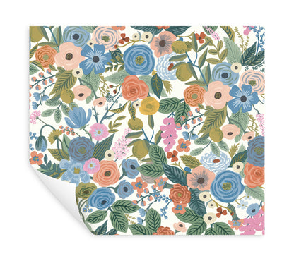 York Wallcoverings Watercolor Botanicals Garden Party Cobalt Multi Peel and Stick Wallpaper  Florals and Flowers Whites and Off-Whites  Wallpaper - PSW1485RL