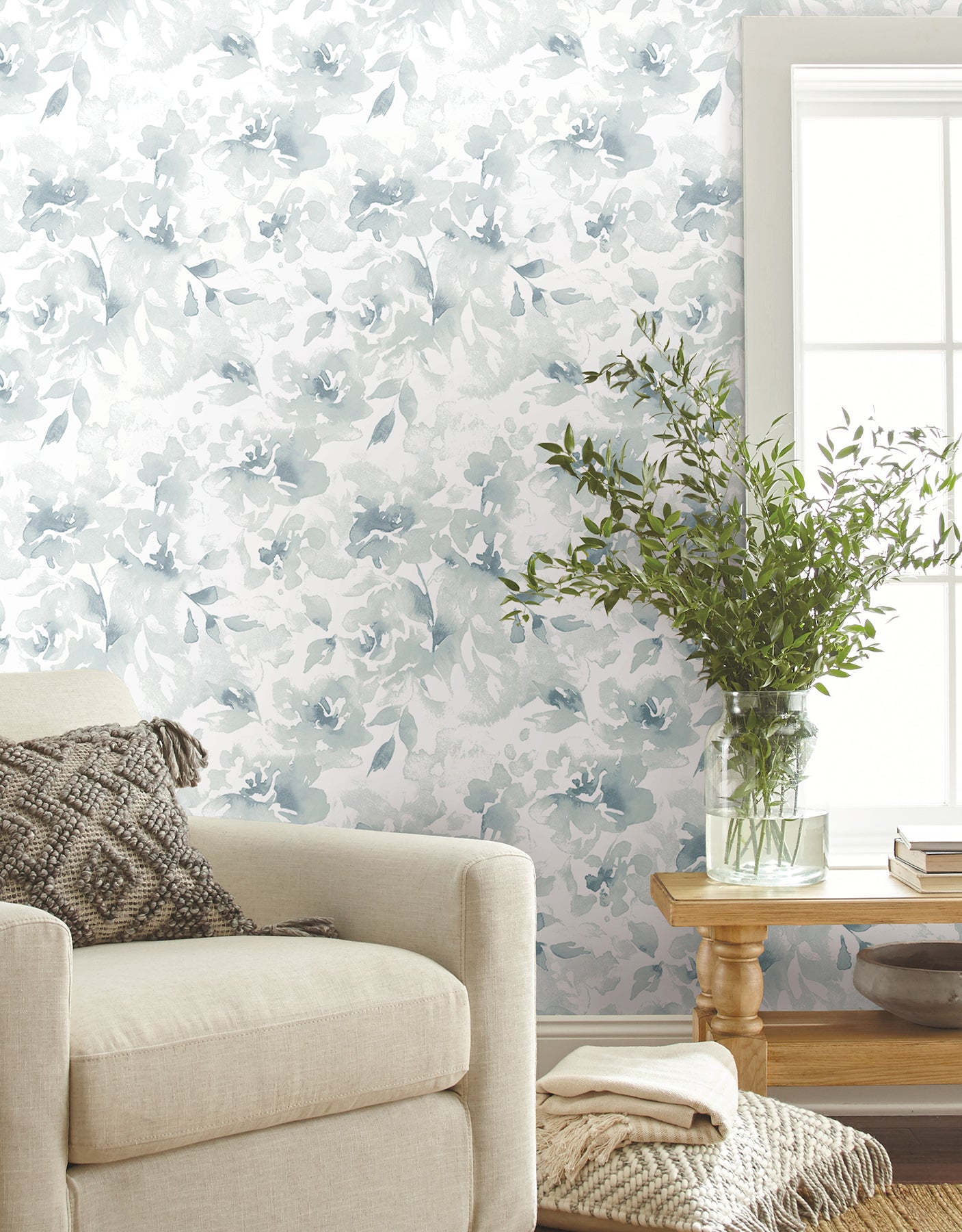 York Wallcoverings Magnolia Home Renewed Floral Blue Wallpaper  Florals and Flowers Blues  Wallpaper - PSW1492RL