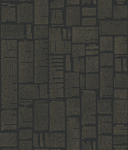 York Wallcoverings Magnolia Home Crafted Editorial Black and Gold Metallic Wallpaper  Words and Letters Blacks  Wallpaper - PSW1496RL