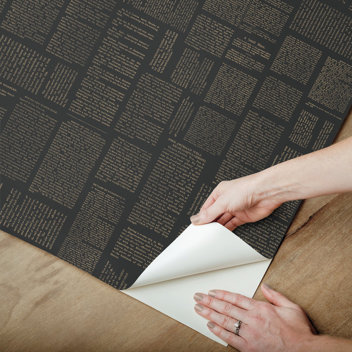 York Wallcoverings Magnolia Home Crafted Editorial Black and Gold Metallic Wallpaper  Words and Letters Blacks  Wallpaper - PSW1496RL