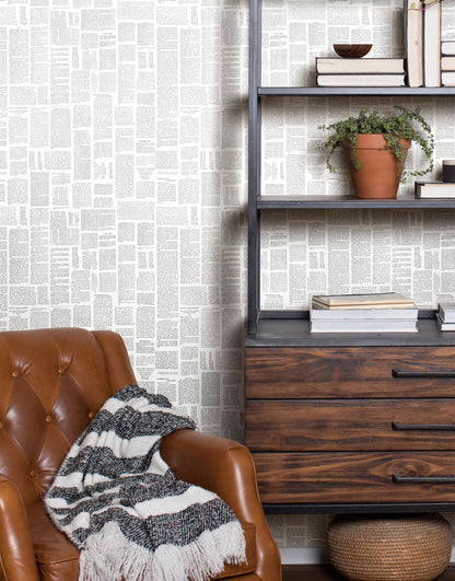 York Wallcoverings Magnolia Home Crafted Editorial Charcoal Wallpaper  Words and Letters Whites and Off-Whites  Wallpaper - PSW1497RL