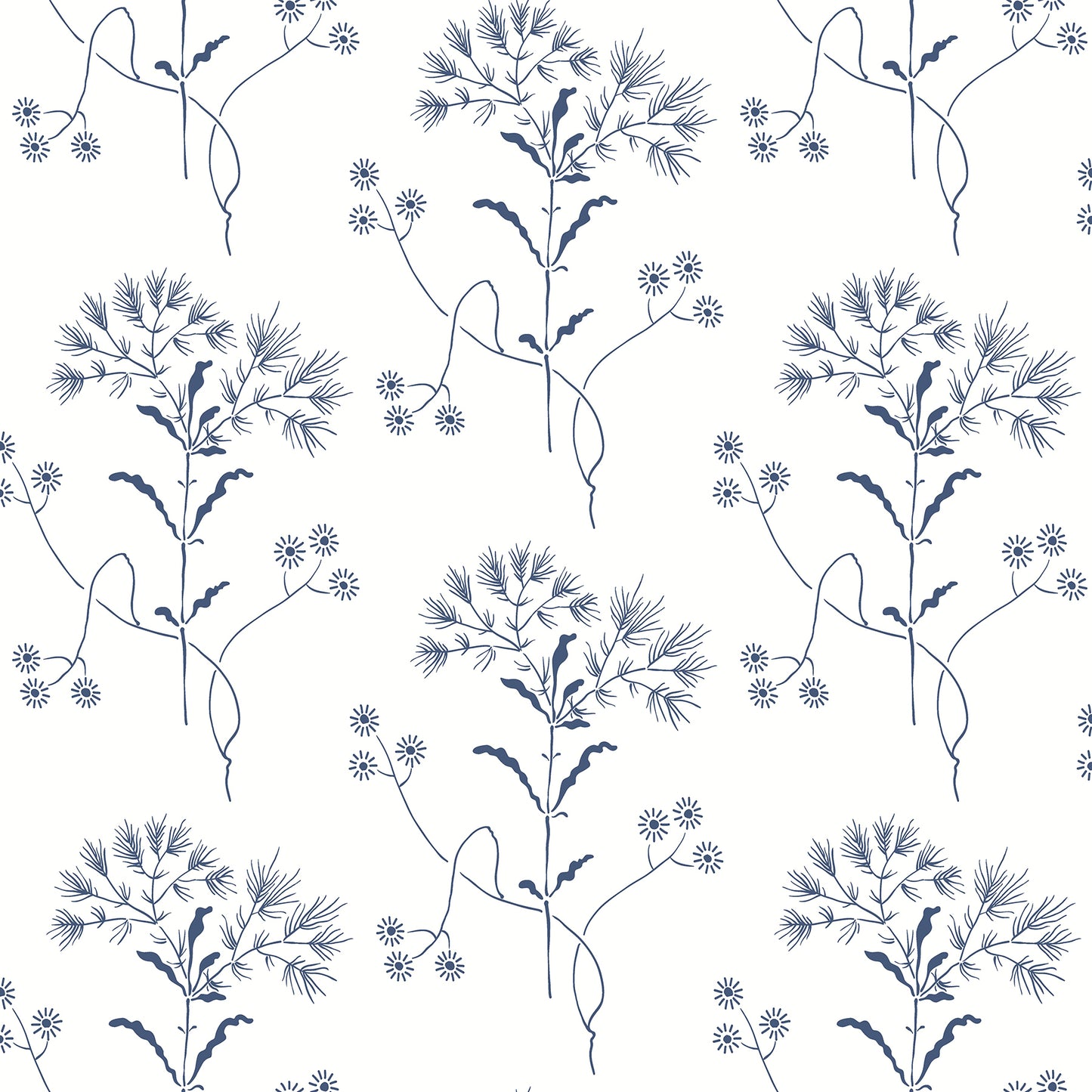 York Wallcoverings Magnolia Home Wildflower Navy Wallpaper  Florals and Flowers Blues  Wallpaper - PSW1504RL