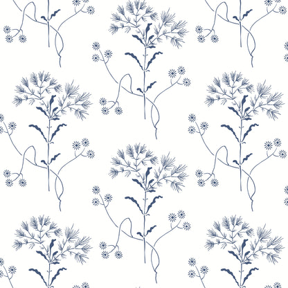 York Wallcoverings Magnolia Home Wildflower Navy Wallpaper  Florals and Flowers Blues  Wallpaper - PSW1504RL