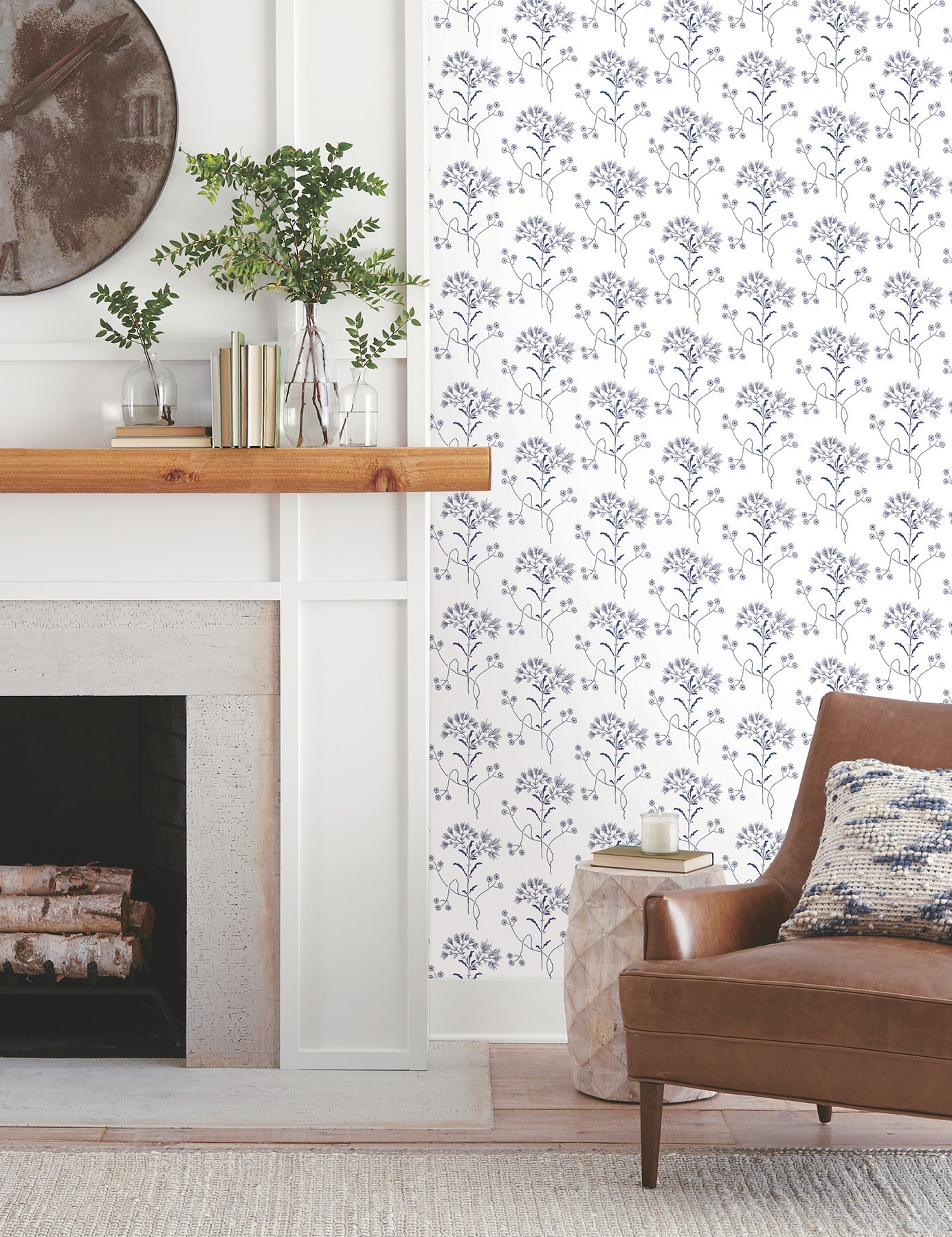 York Wallcoverings Magnolia Home Wildflower Navy Wallpaper  Florals and Flowers Blues  Wallpaper - PSW1504RL