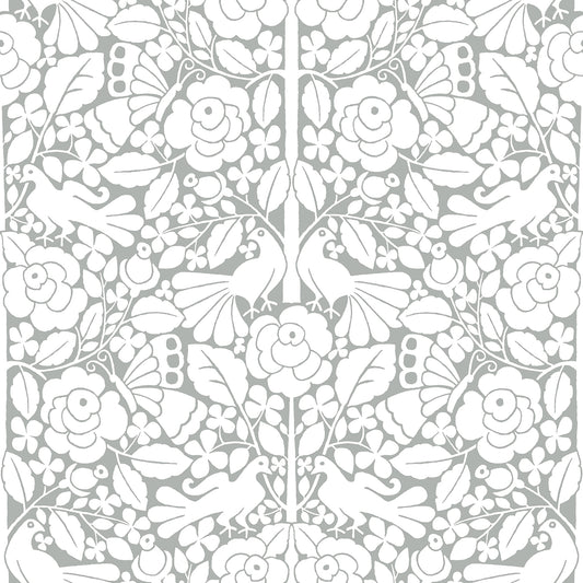 York Wallcoverings Magnolia Home Fairy Tales Grey Wallpaper  Animals Blacks  Wallpaper - PSW1506RL