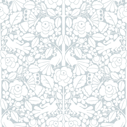 York Wallcoverings Magnolia Home Fairy Tales Blue Wallpaper  Animals Blues  Wallpaper - PSW1507RL