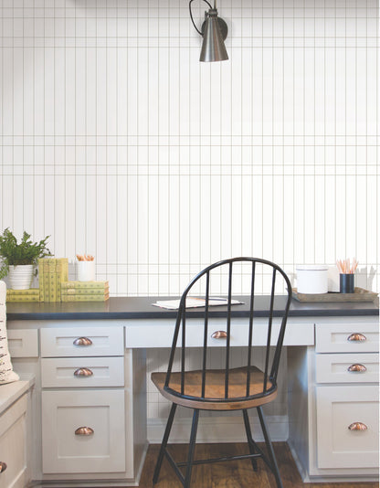 York Wallcoverings Watercolor Botanicals Linear Gridwork Linen on White Wallpaper  Geometrics Beiges  Wallpaper - PSW1513RL