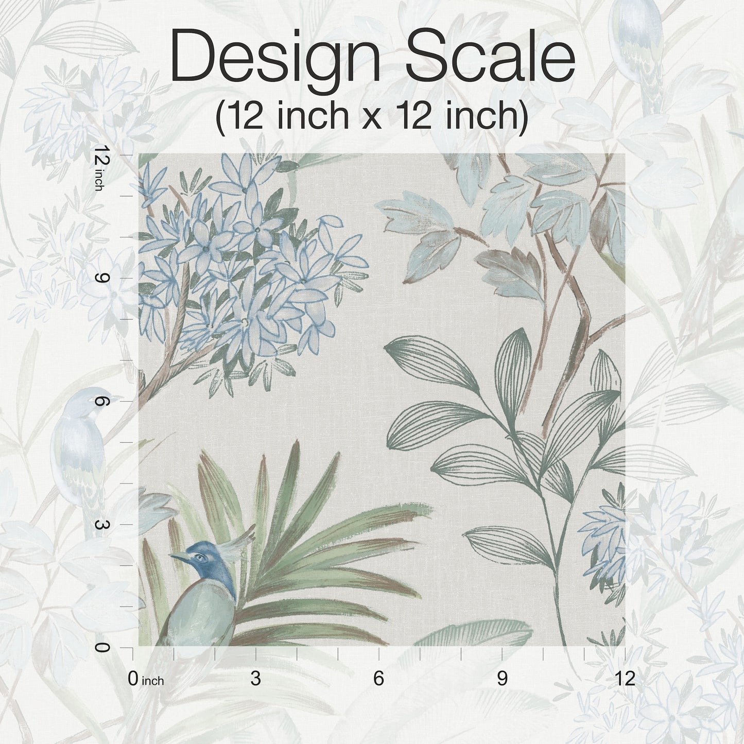 York Wallcoverings Peel and Stick Rifle Paper 3 Handpainted Songbird Turquiose Peel and Stick Wallpaper  Florals and Flowers Blues  Wallpaper - PSW1517RL