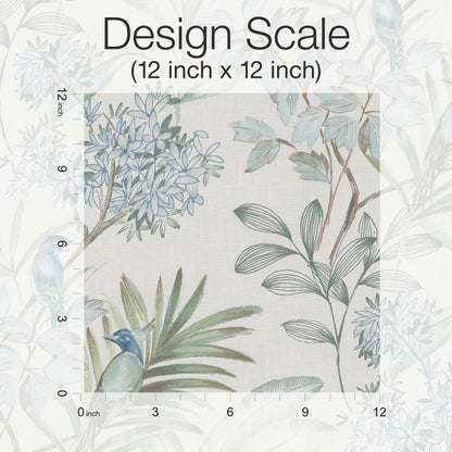 York Wallcoverings Peel and Stick Rifle Paper 3 Handpainted Songbird Turquiose Peel and Stick Wallpaper  Florals and Flowers Blues  Wallpaper - PSW1517RL