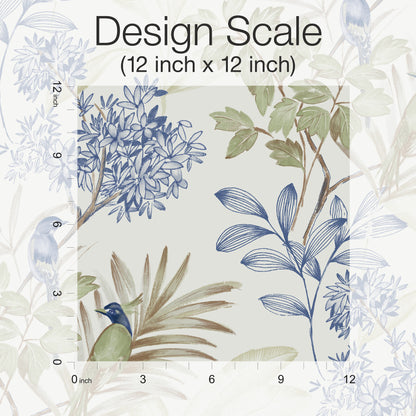 York Wallcoverings Peel and Stick Rifle Paper 3 Handpainted Songbird Green and Blue Peel and Stick Wallpaper  Florals and Flowers Blues  Wallpaper - PSW1518RL
