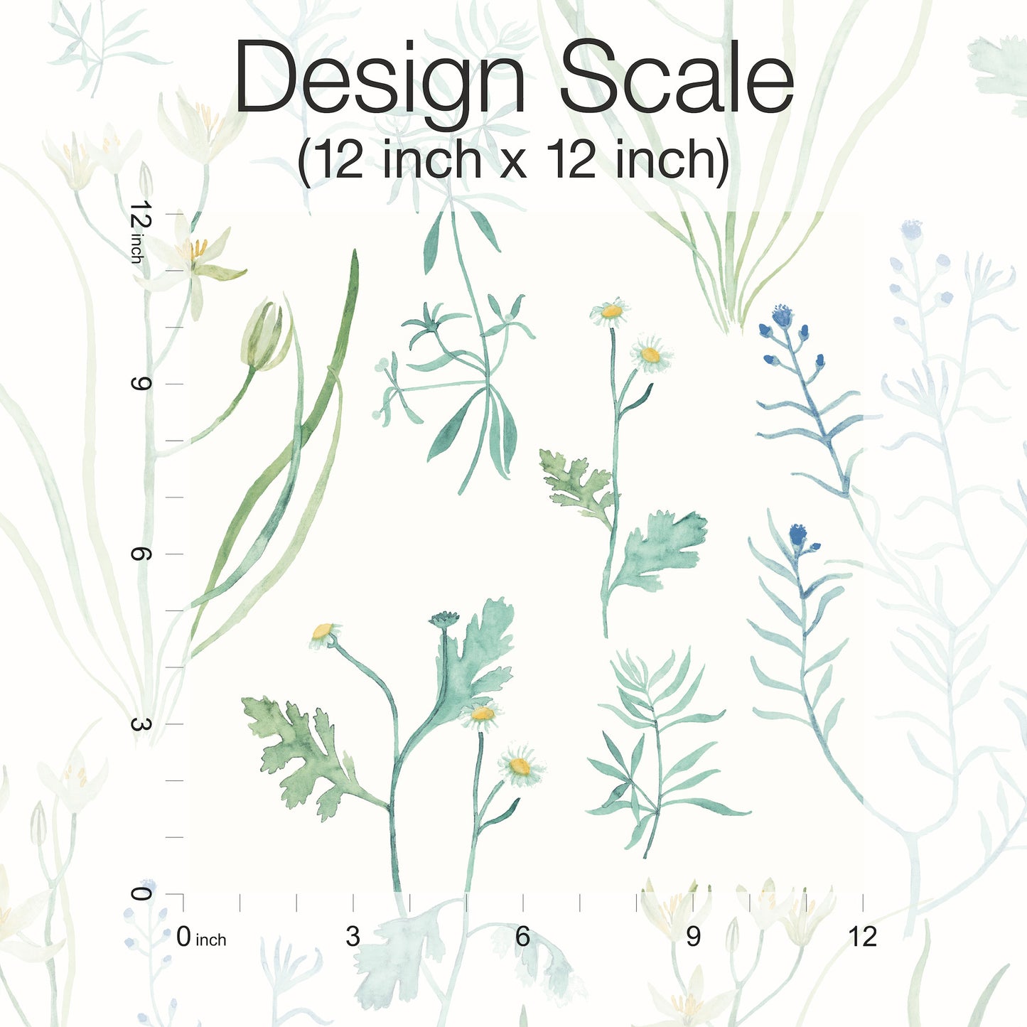 York Wallcoverings Watercolor Botanicals Alpine Botanical Blue Peel and Stick Wallpaper  Botanical Blues  Wallpaper - PSW1520RL